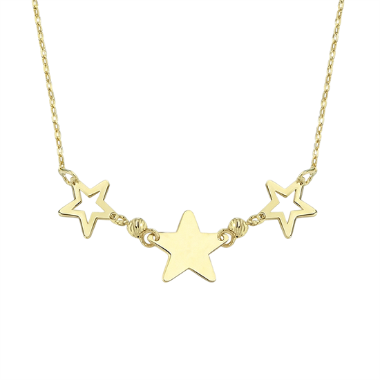 Üç Yıldızlı Minimal 14 Ayar Altın Kolye