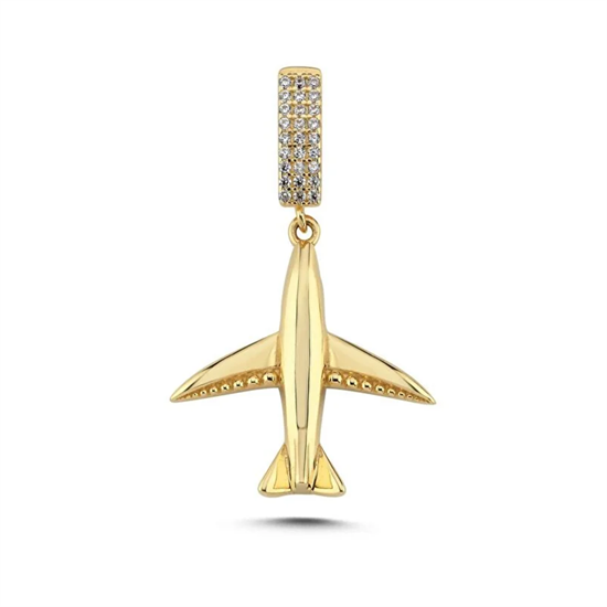 Uçak Kolye Ucu 14 Ayar Altın