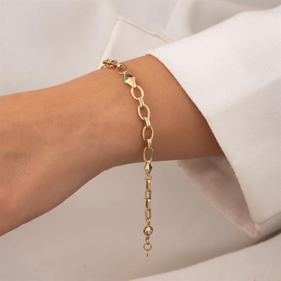 Üçgen Detaylı 14 Ayar Altın Bileklik