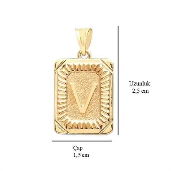 V Harfi 14 Ayar Altın Kolye Ucu