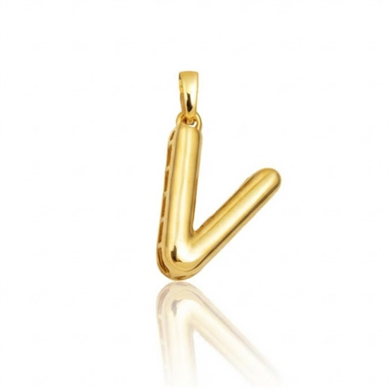 V Harfi Balon Model 14 Ayar Kolye Ucu