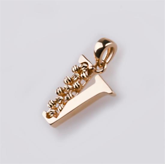 V Harfi Dorika Toplu 14 Ayar Altın Kolye Ucu