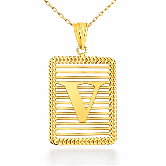 V Harfi Izgara Model 14 Ayar Kolye Ucu