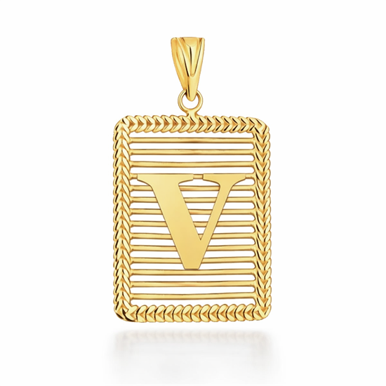 V Harfi Izgara Model 14 Ayar Kolye Ucu