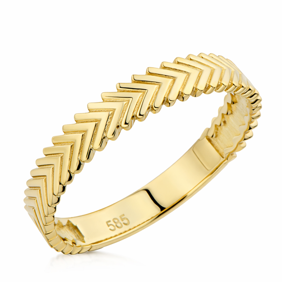 V Model 14 Ayar Altın Yüzük