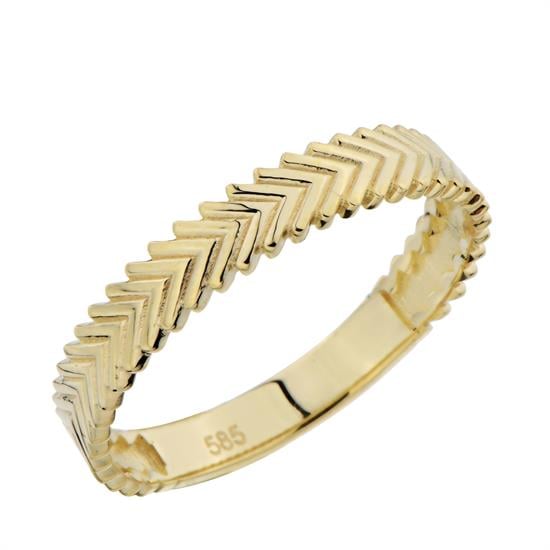 V Model 14 Ayar Altın Yüzük