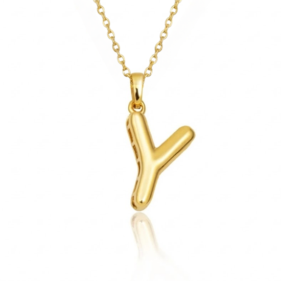 Y Harfi Balon Model 14 Ayar Altın Kolye