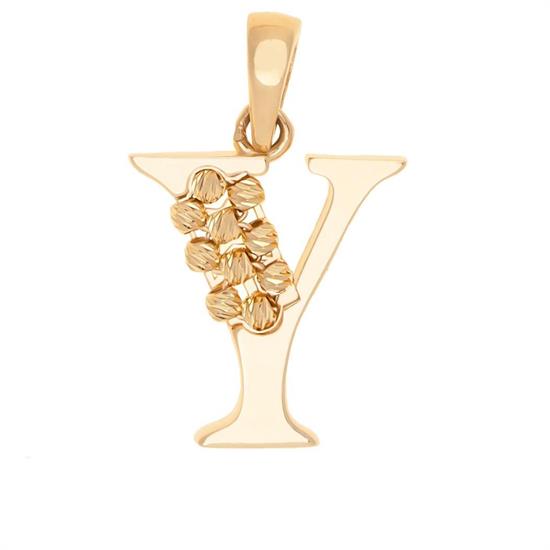 Y Harfi Dorika Toplu 14 Ayar Altın Kolye Ucu