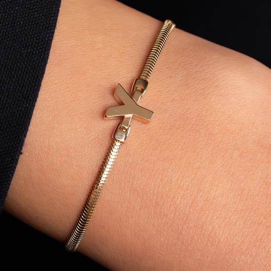 Y Harfli  Bileklik 14 Ayar Altın