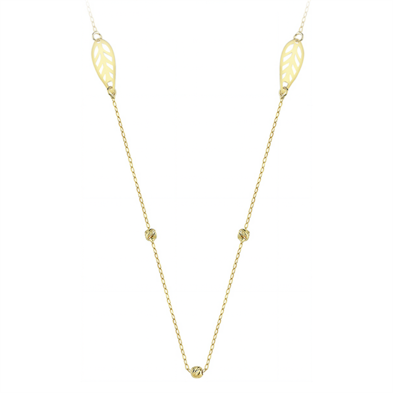 Yaprak Detaylı 14 Ayar Altın Kolye