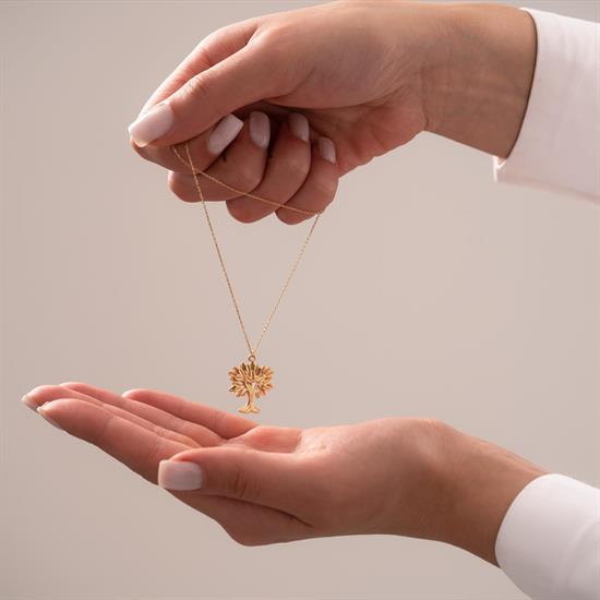 Yaşam Ağacı Taşsız Spor 14 Ayar Altın Kolye