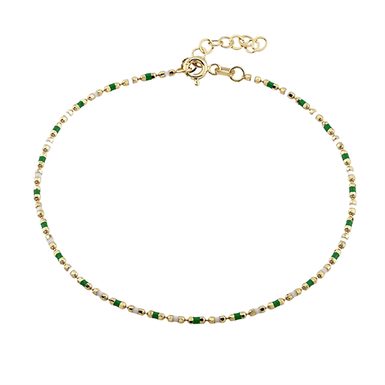 Yeşil Beyaz Mineli 14 Ayar Altın Bileklik