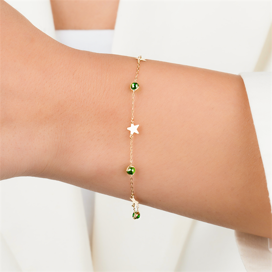 Yıldız Figürlü 14 Ayar Altın Minimal Bileklik