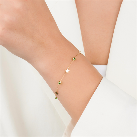 Yıldız Figürlü 14 Ayar Altın Minimal Bileklik