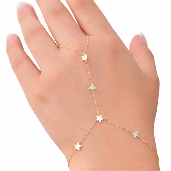 Yıldız Figürlü 14 Ayar Altın Şahmeran Bileklik