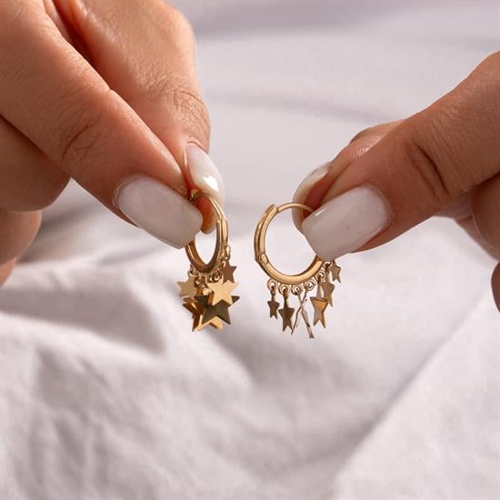 Yıldız Sallantılı 14 Ayar Altın Küpe