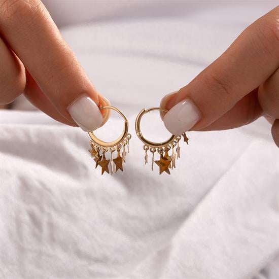 Yıldız Sallantılı 14 Ayar Altın Küpe