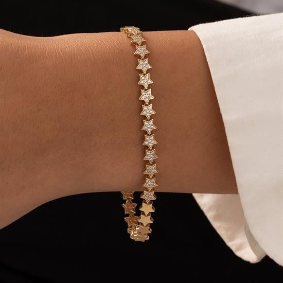 Yıldız Taşlı 14 Ayar Altın Bileklik 