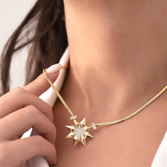 Yıldız Ve Güneş Balıksırtı 14 Ayar Altın Kolye