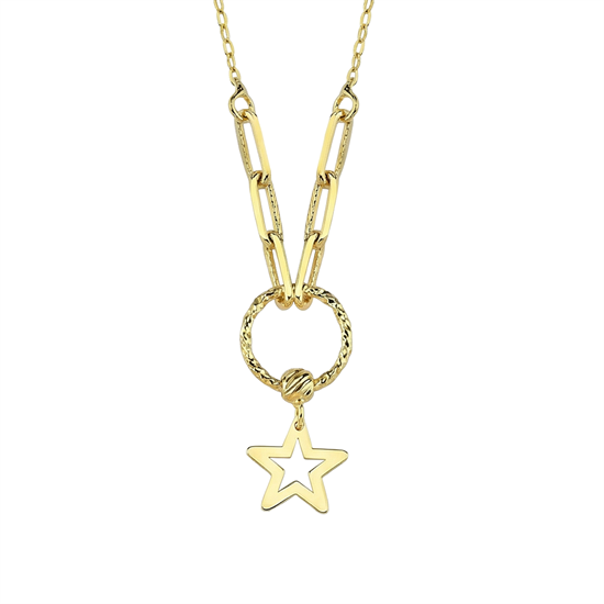 Yıldızlı Minimal 14 Ayar Altın Kolye