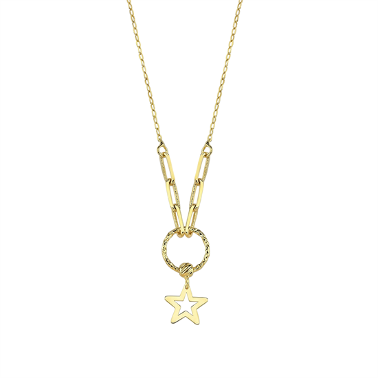 Yıldızlı Minimal 14 Ayar Altın Kolye