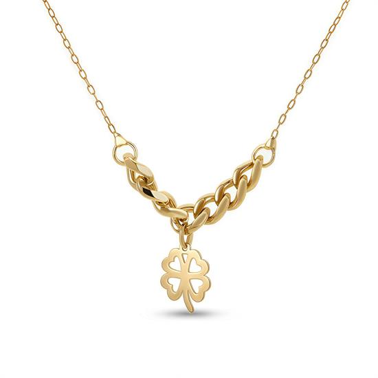 Yonca Sallantılı 14 Ayar Altın Kolye