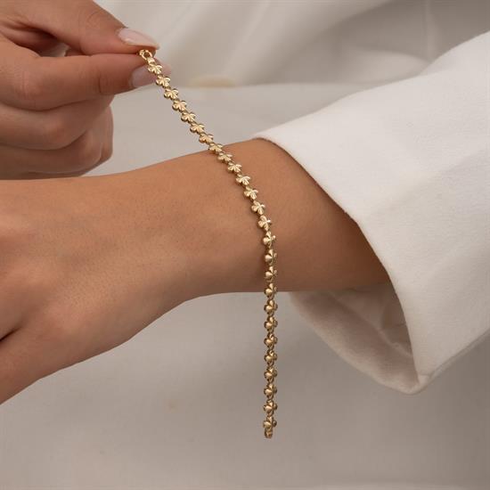 Yonca Figürlü 14 Ayar Altın Bileklik