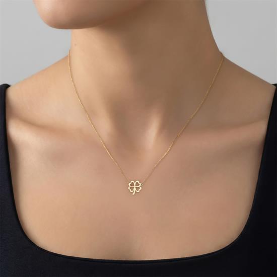 Yonca Minimal 14 Ayar Altın Kolye