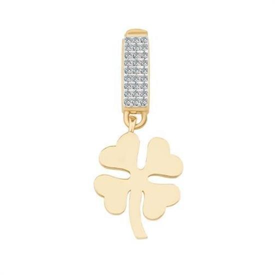 14 Ayar Altın Yonca Sallantılı 9Mm Bileklik Charm