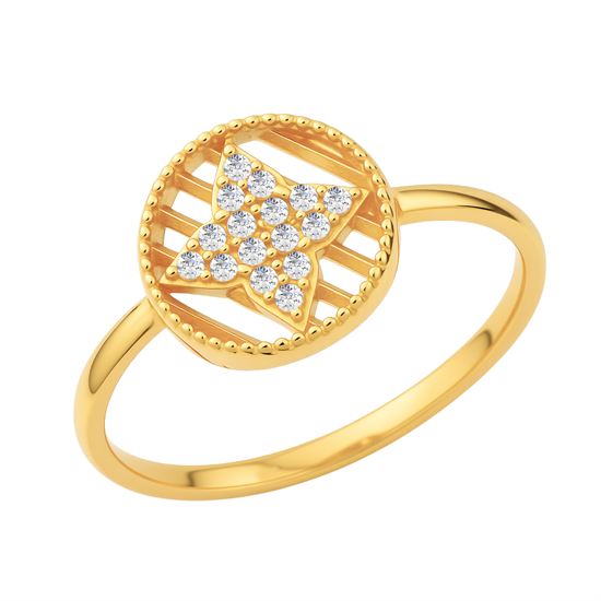 Yuvarlak Taşlı Altın 14 Ayar Yüzük