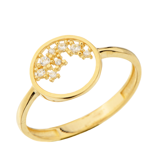 Yuvarlak Taşlı Yüzük 14 Ayar Altın