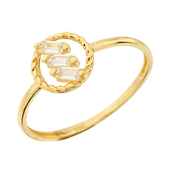 Yuvarlak Taşlı Altın Yüzük 14 Ayar