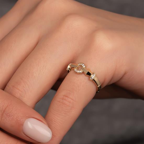 Yuvarlak Taşlı 14 Ayar Altın Yüzük