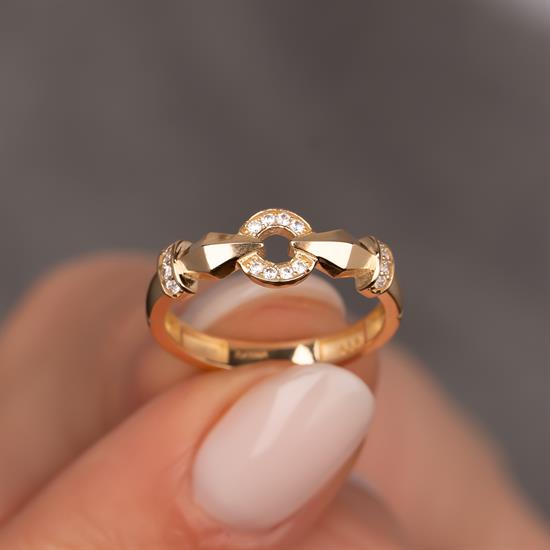 Yuvarlak Taşlı 14 Ayar Altın Yüzük