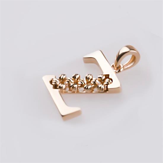 Z Harfi Dorika Toplu 14 Ayar Altın Kolye Ucu