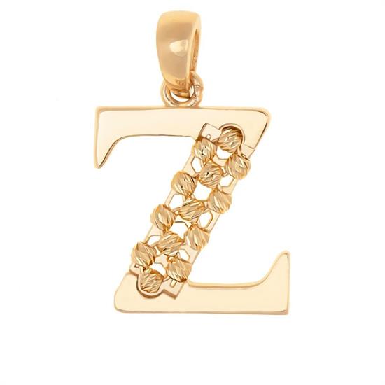 Z Harfi Dorika Toplu 14 Ayar Altın Kolye Ucu