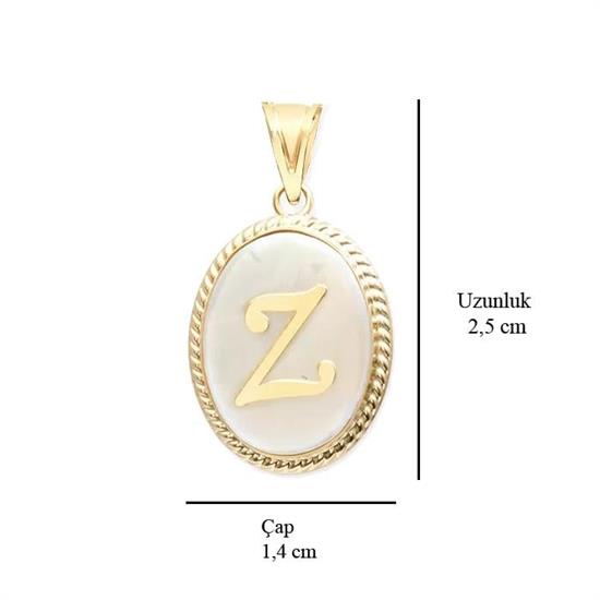 Z Harfi Sedefli 14 Ayar Altın Kolye Ucu