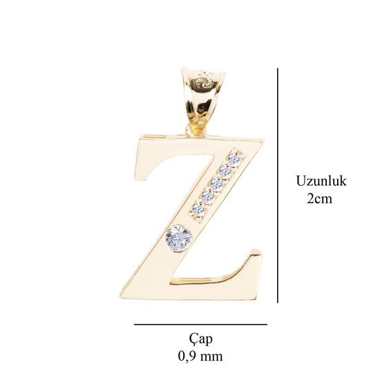 Z Harfi Taşlı 14 Ayar Altın Kolye Ucu