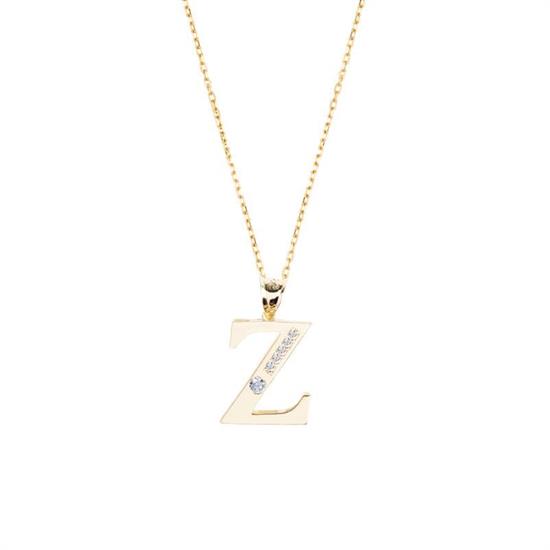 Z Harfi Taşlı 14 Ayar Altın Kolye Ucu