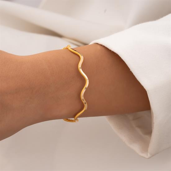 Ajda Zigzag Model 14 Ayar Altın Bilezik
