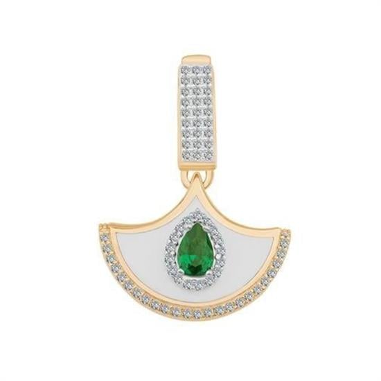 14 Ayar Altın Zümrüt Taşlı Sallantılı 9Mm Bileklik Charm