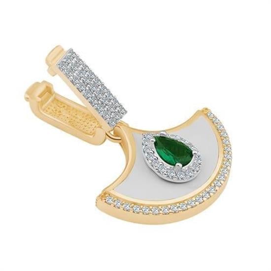 14 Ayar Altın Zümrüt Taşlı Sallantılı 9Mm Bileklik Charm