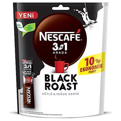 Nescafe 3'ü 1 Arada Black Roast 10'lu Paket