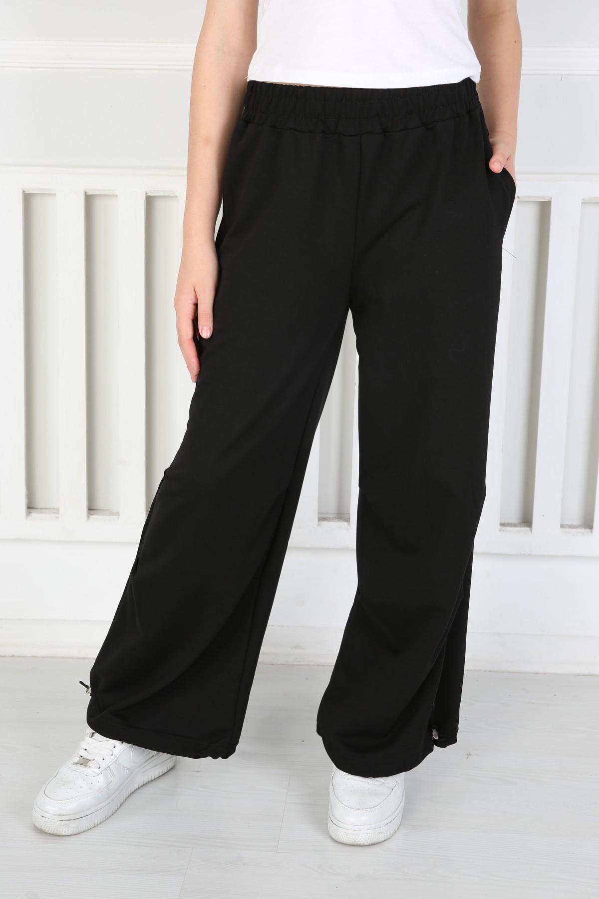 %100 Cotton İki İplik Fileto Cepli İspanyol Paça Kız Alt