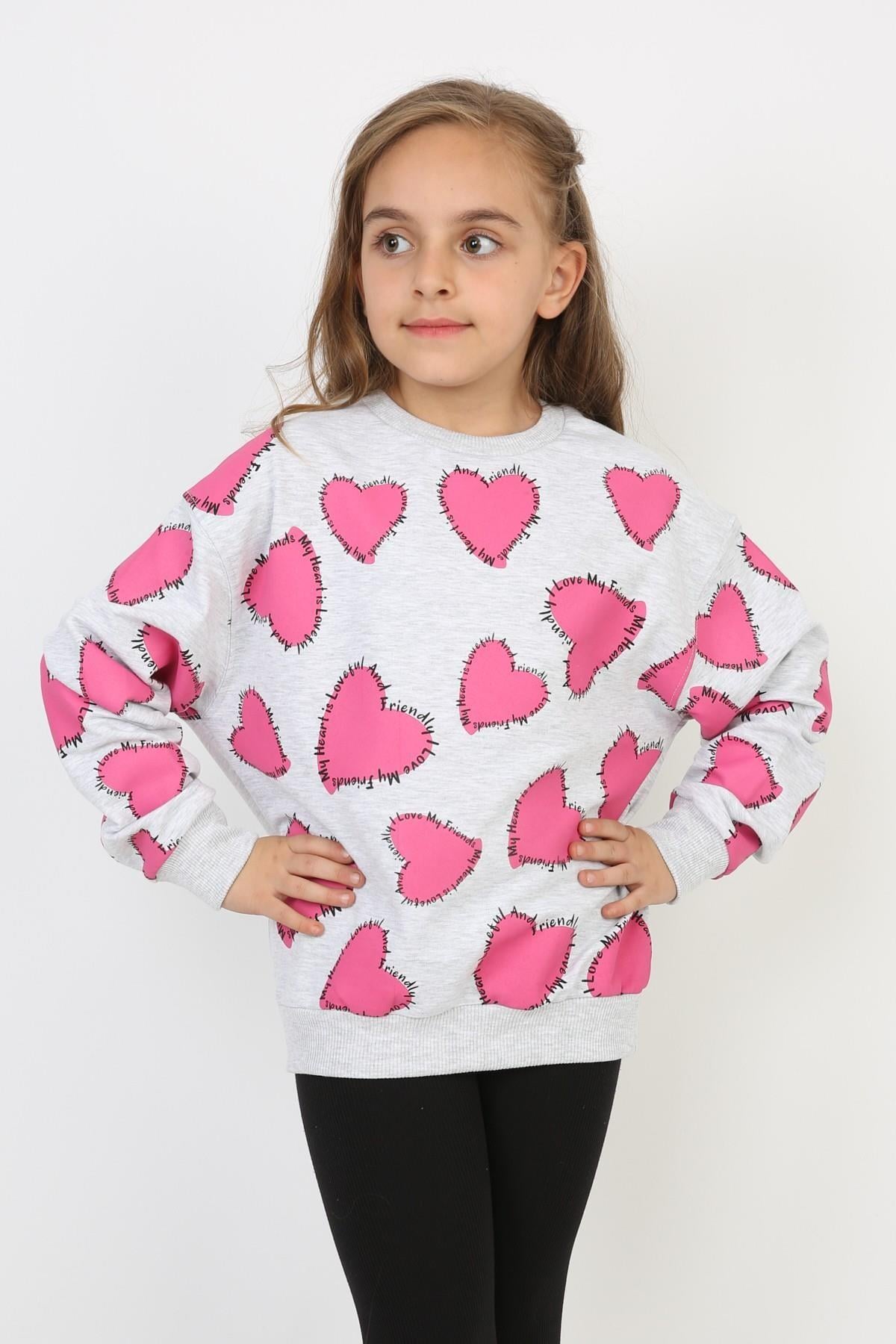 İki İplik Baskılı Kız Çocuk Sweatshirt