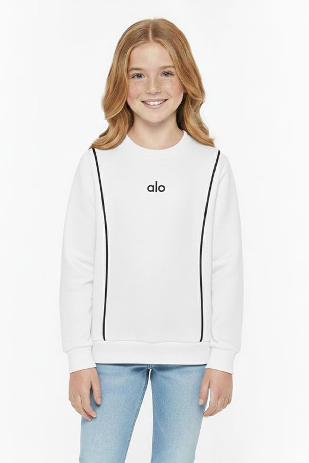 Kız Çocuk Alo Baskılı Sıfır Yaka Günlük Sweatshirt