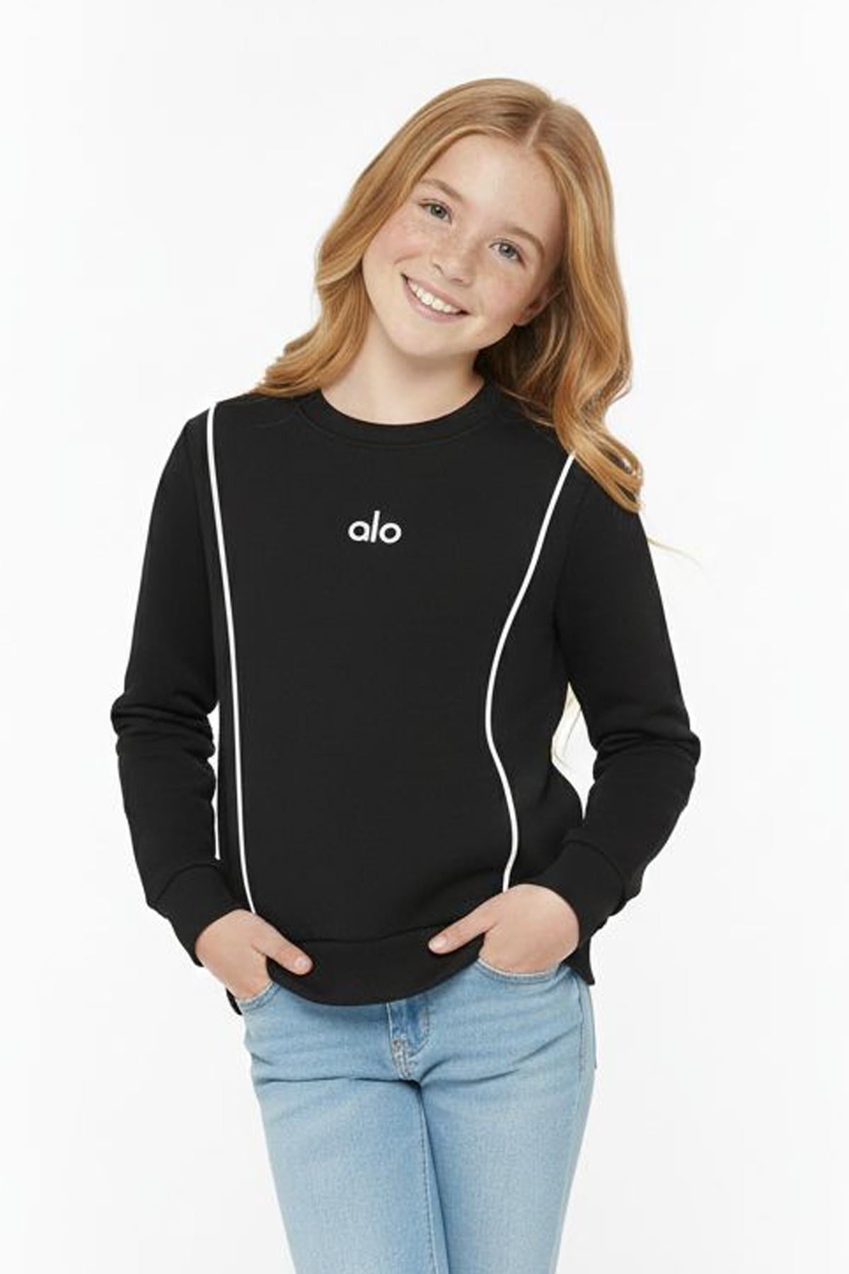 Kız Çocuk Alo Baskılı Sıfır Yaka Günlük Sweatshirt