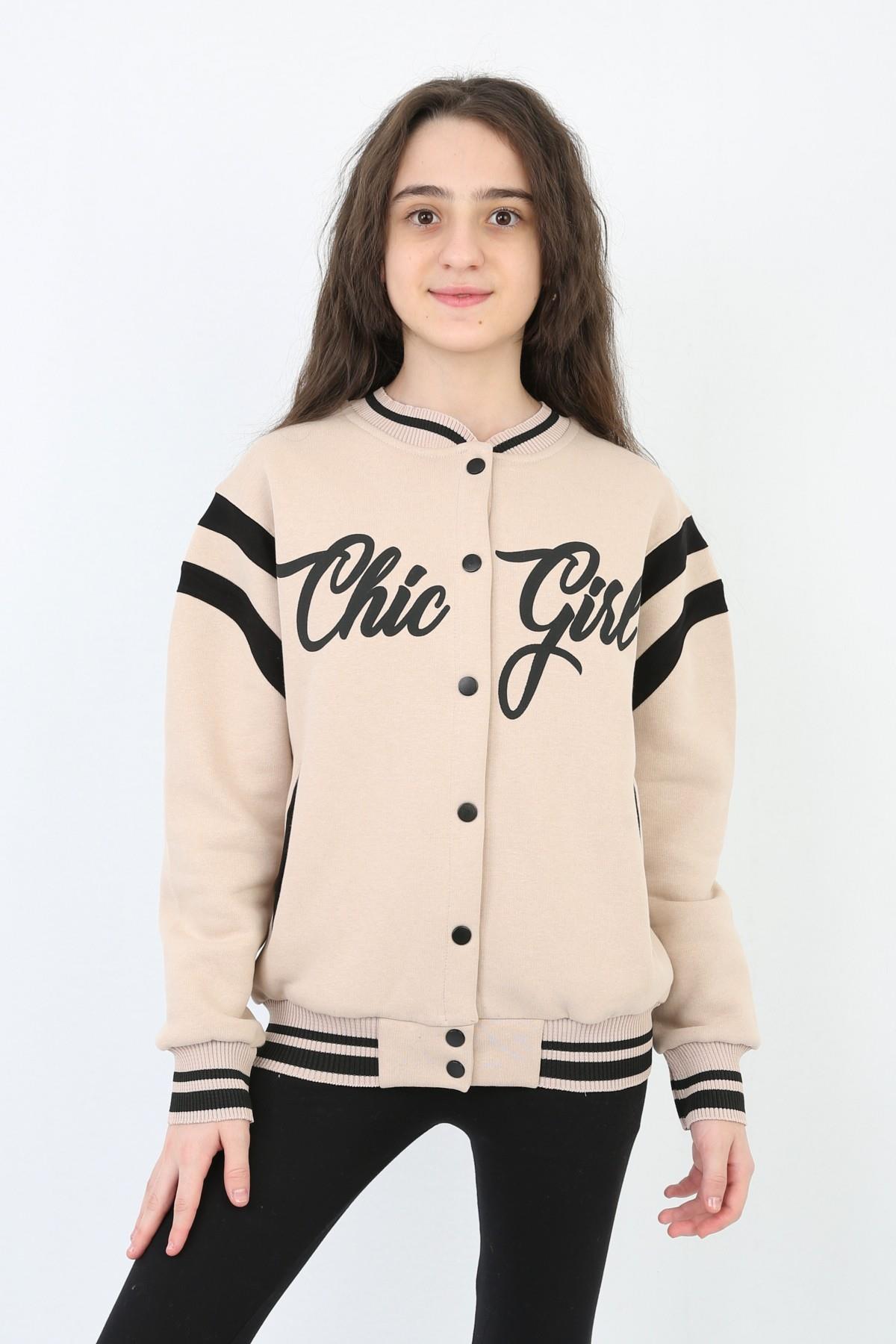 Üç İplik Şardonlu Baskılı Kız Kolej