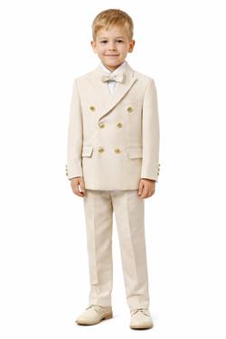  Gold kruvaze erkek çocuk takım elbise Krem 