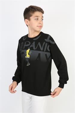 %100 Cotton İki İplik Baskılı Erkek Sweatshirt